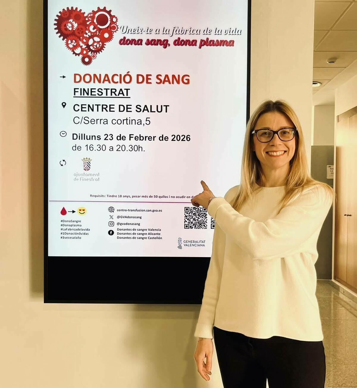 El lunes 23 de febrero se celebra la 1&ordf; jornada de donaci&oacute;n de sangre de 2026 en Finestrat