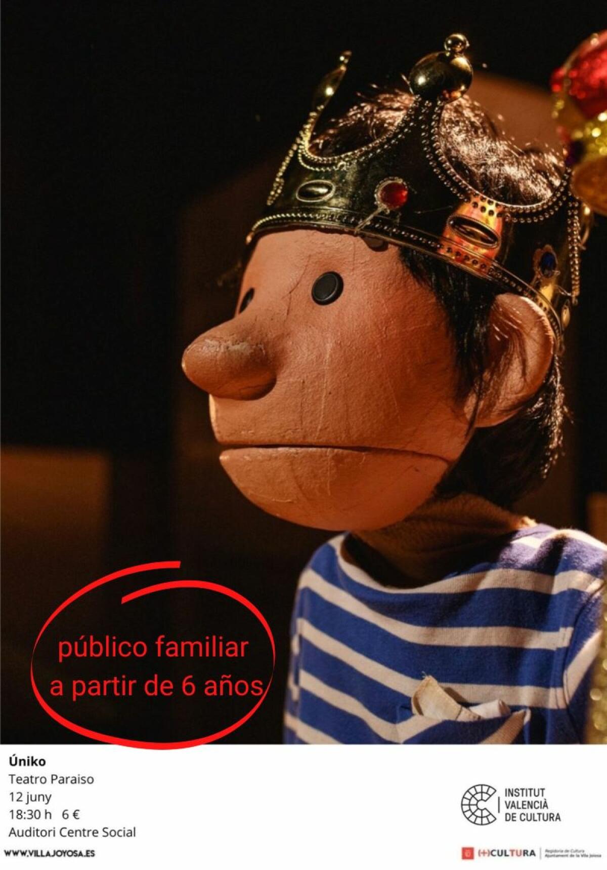 “Úniko”, de Teatro Paraíso se representa este fin de semana en el Auditorio del Centro Social de la Vila Joiosa