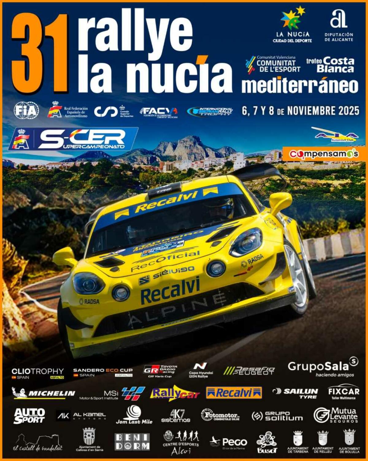 El 31º Rallye de La Nucía contará con 12 tramos y 161 km. de competición 