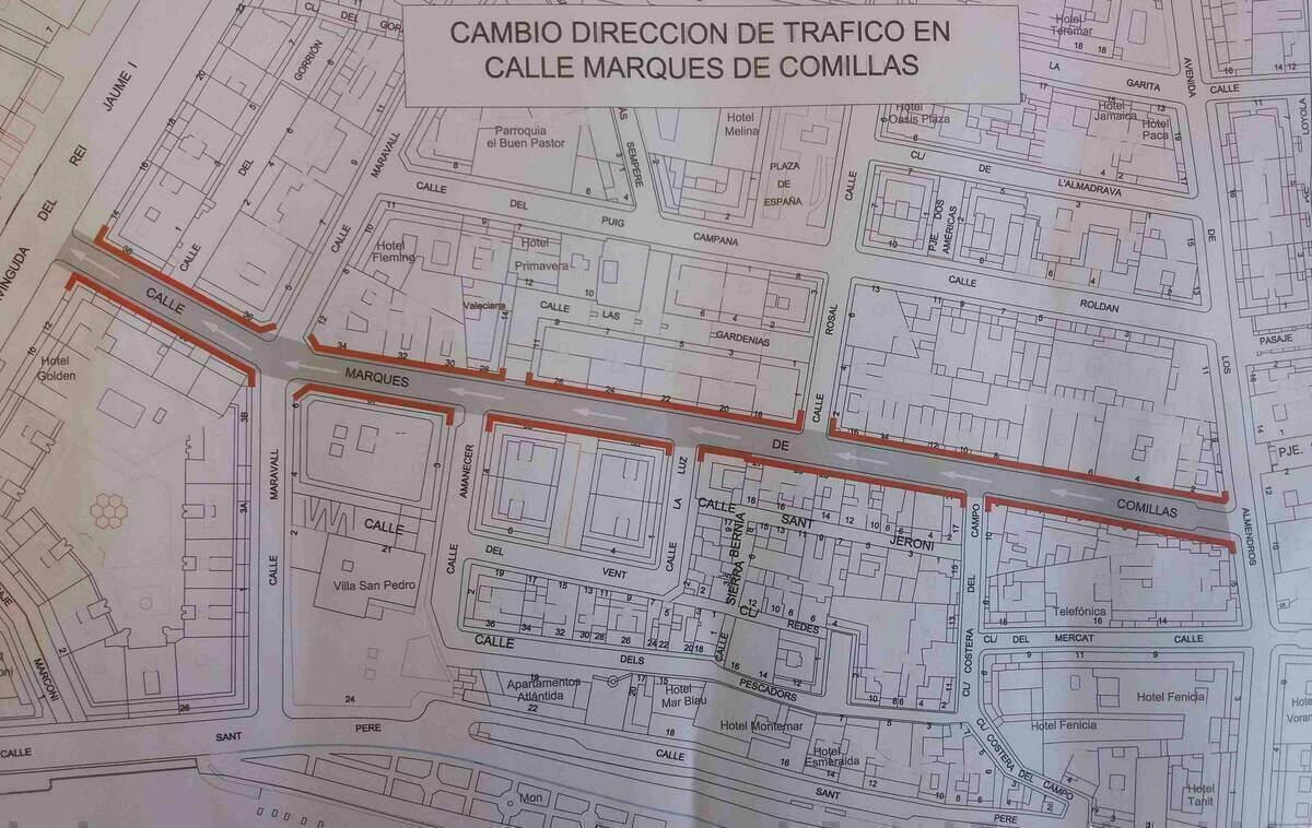 Benidorm &middot; Movilidad cambia la direcci&oacute;n de Marqu&eacute;s de Comillas por la nueva peatonalizaci&oacute;n de Tom&aacute;s Ortu&ntilde;o