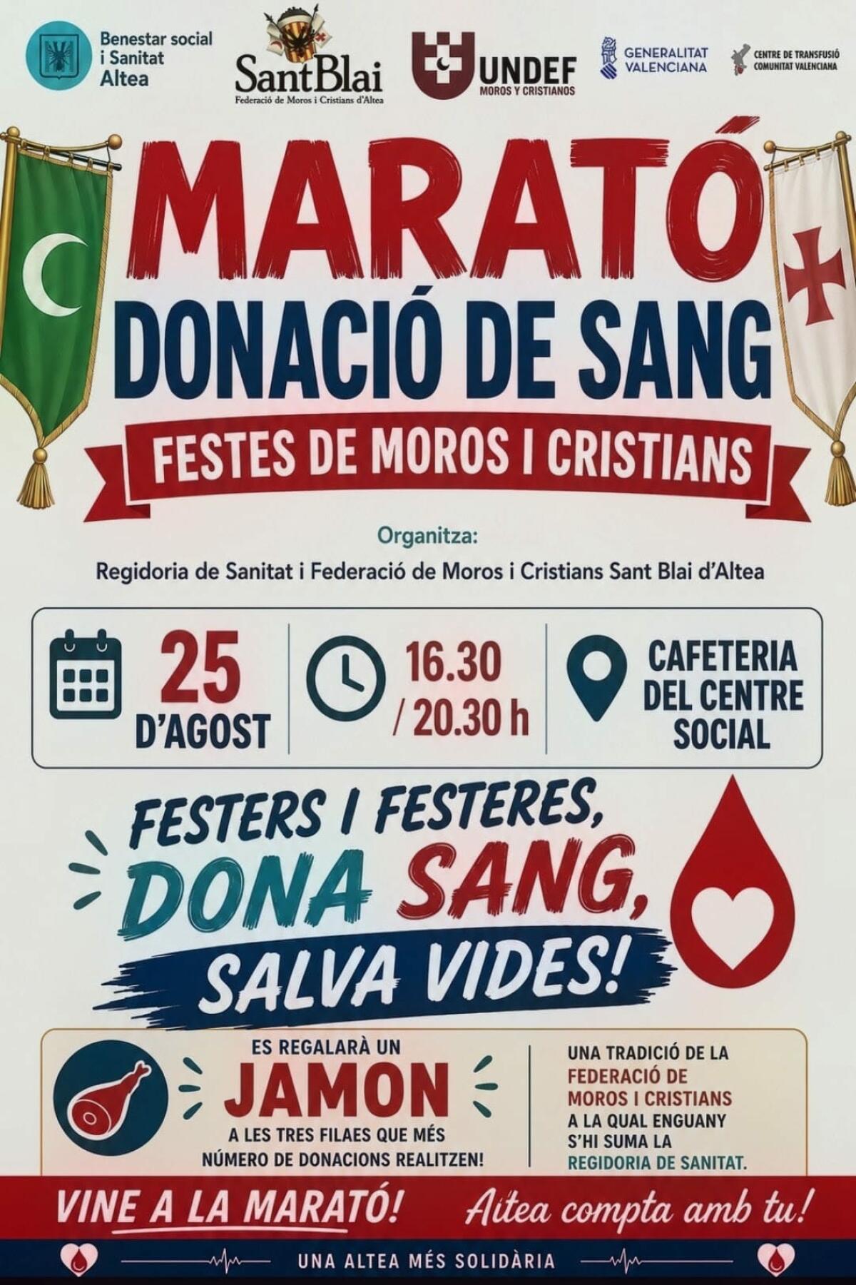 Sanidad y la Federaci&oacute;n de Moros y Cristianos de Altea anima a donar sangre en la Marat&oacute;n Festera