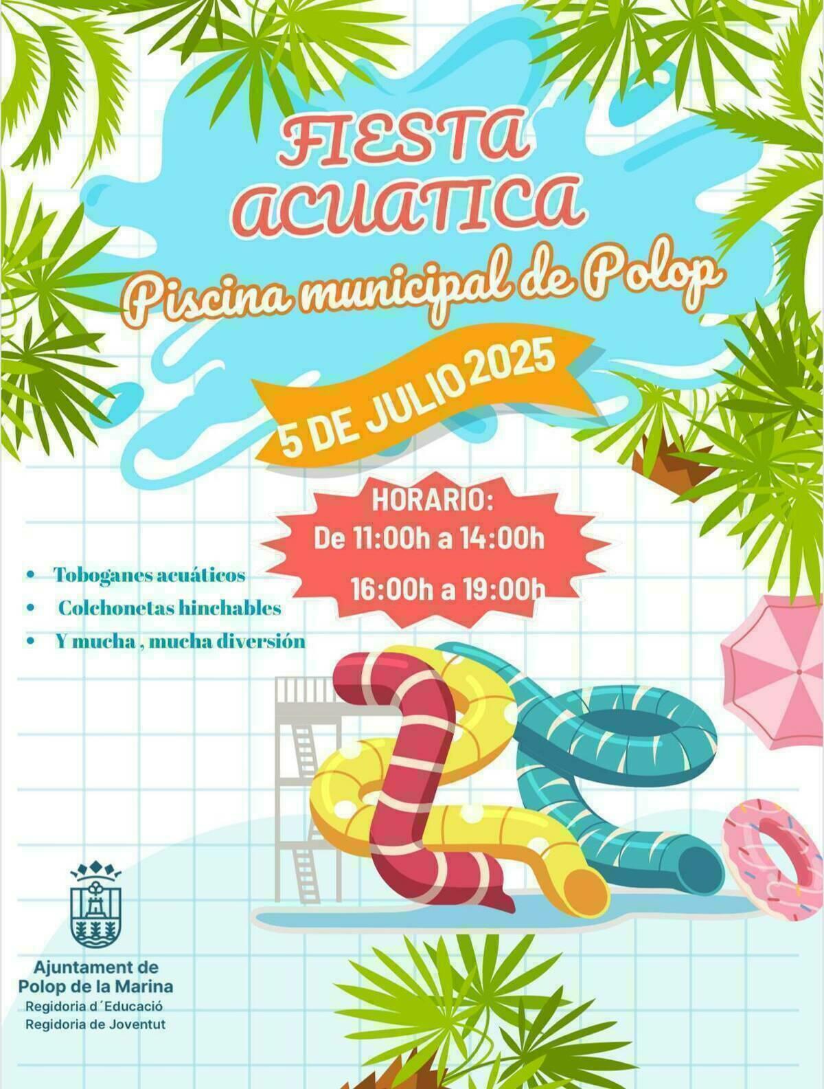 La Piscina Municipal de Polop acoge este s&aacute;bado una nueva edici&oacute;n de la Festa Acu&agrave;tica