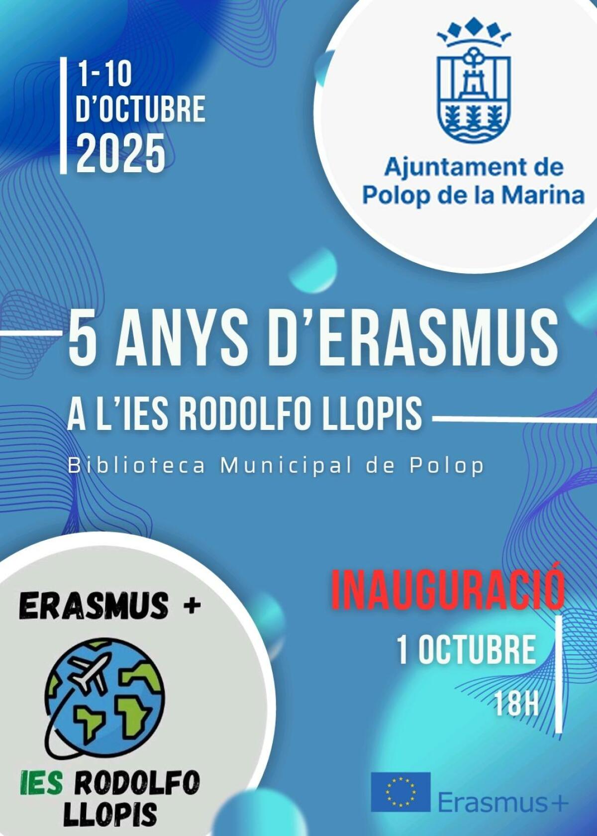 Polop inaugurar&aacute; la exposici&oacute;n del V Aniversario del programa Erasmus+ del IES Rodolfo Llopis