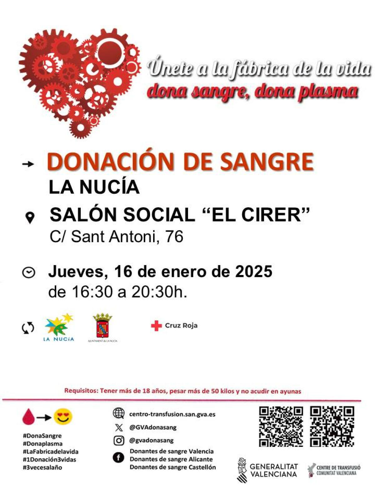 Primera donación de sangre del año este jueves en El Cirer