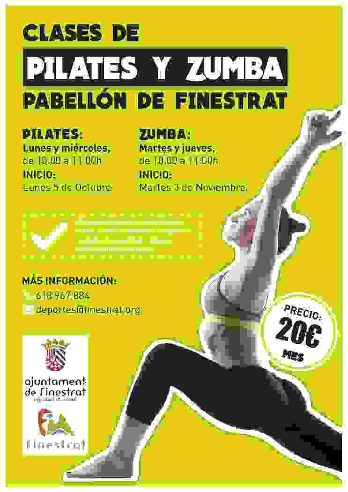 INSCRIPCIONES ABIERTAS PARA LAS CLASES MUNICIPALES DE ZUMBA Y PILATES QUE SE CELEBRARÁN EN EL PABELLÓN DE FINESTRAT