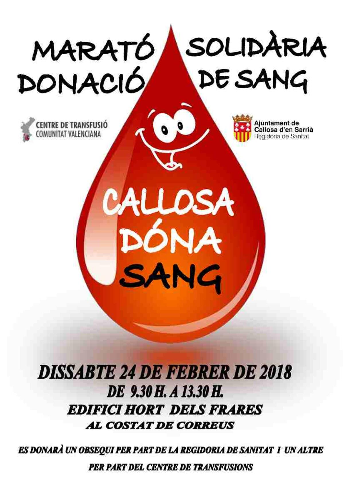  Callosa d&rsquo;en Sarri&agrave; celebra este s&aacute;bado el tercer Marat&oacute;n Solidario de Donaci&oacute;n de Sangre