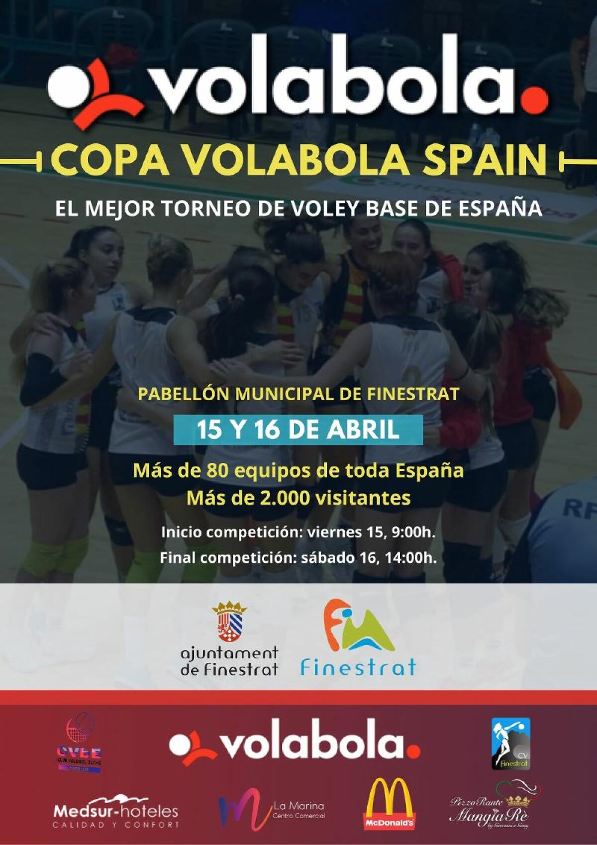 LA COPA VOLABOLA SPAIN LLEGA A FINESTRAT EL FIN DE SEMANA DEL 15 Y 16 DE ABRIL, EN PLENA SEMANA SANTA