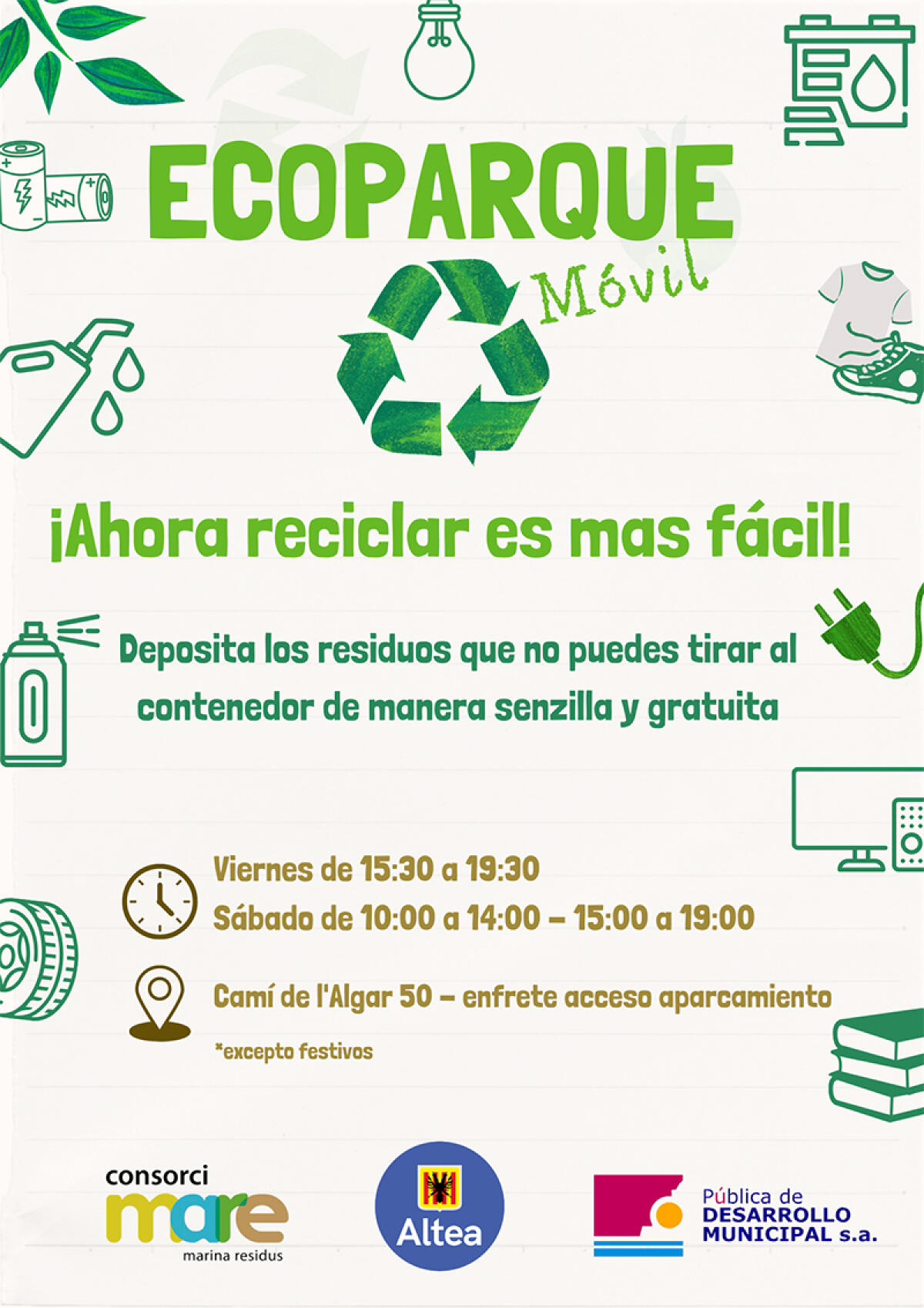 El Eco Parque Móvil incrementa su servicio en Altea para facilitar a la ciudadanía el reciclaje 