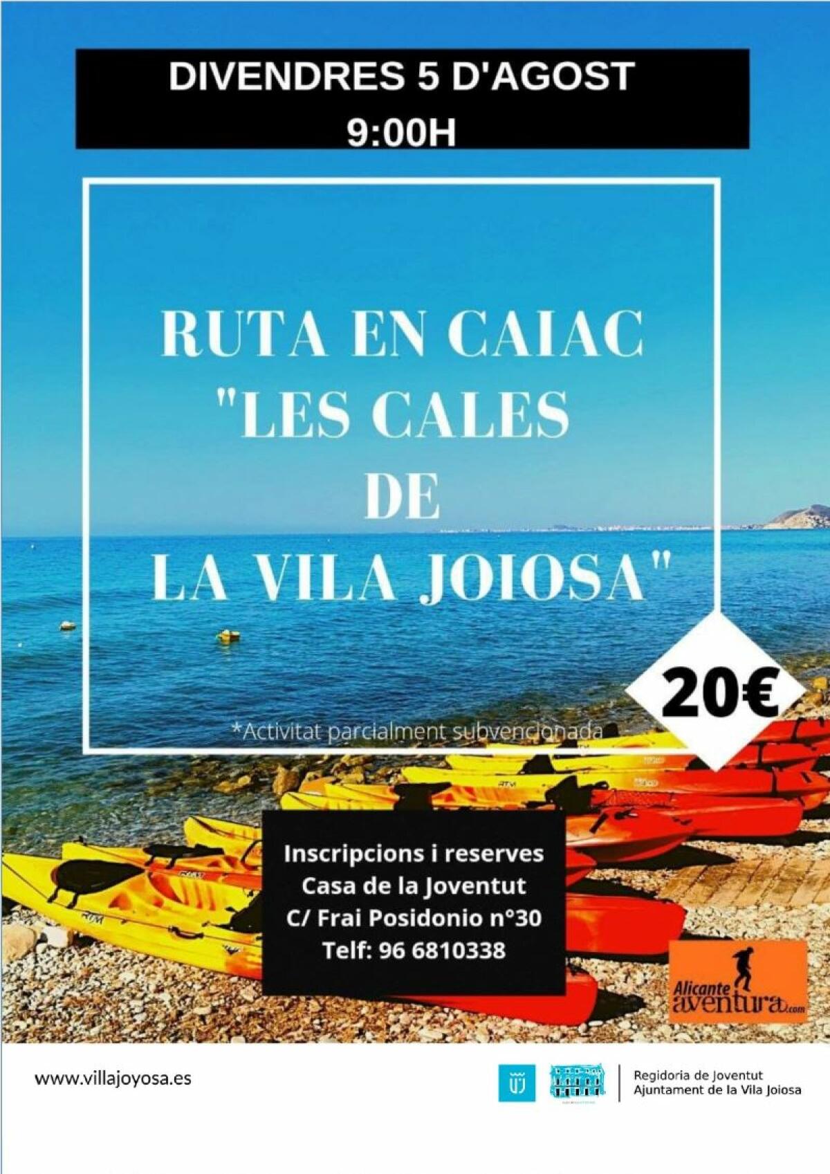 La Casa de la Joventut organiza una excursión en kayak diurna y nocturna por las calas de la Vila Joiosa