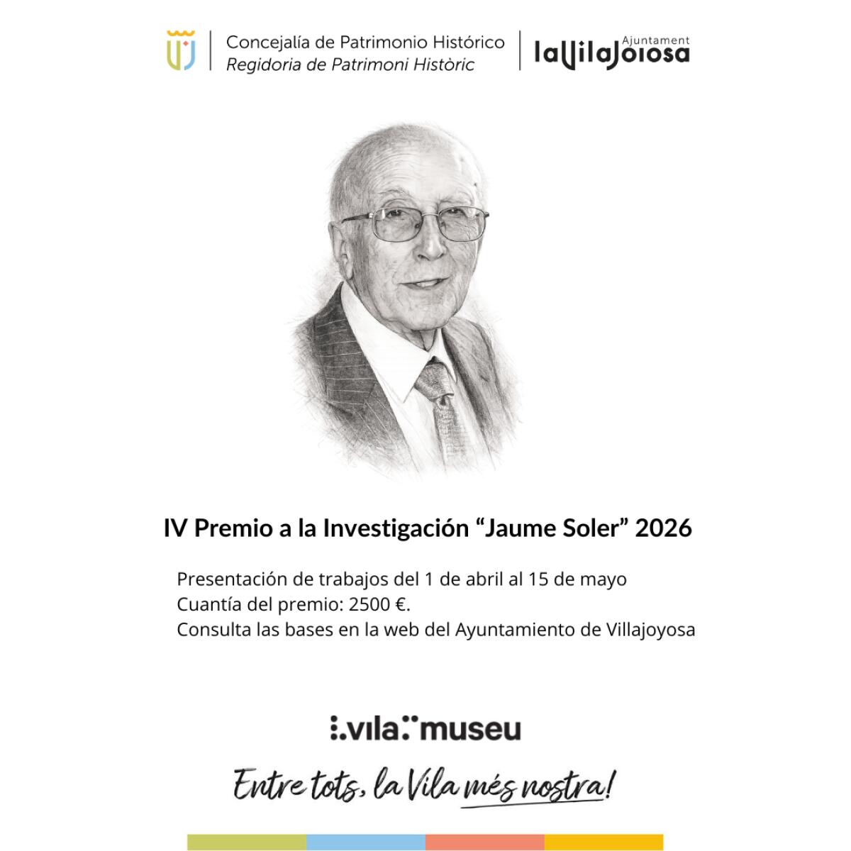 Abierto el plazo de presentaci&oacute;n de originales del IV Premio de Investigaci&oacute;n Jaume Soler que reconoce el patrimonio cultural de Villajoyosa y la Marina Baixa