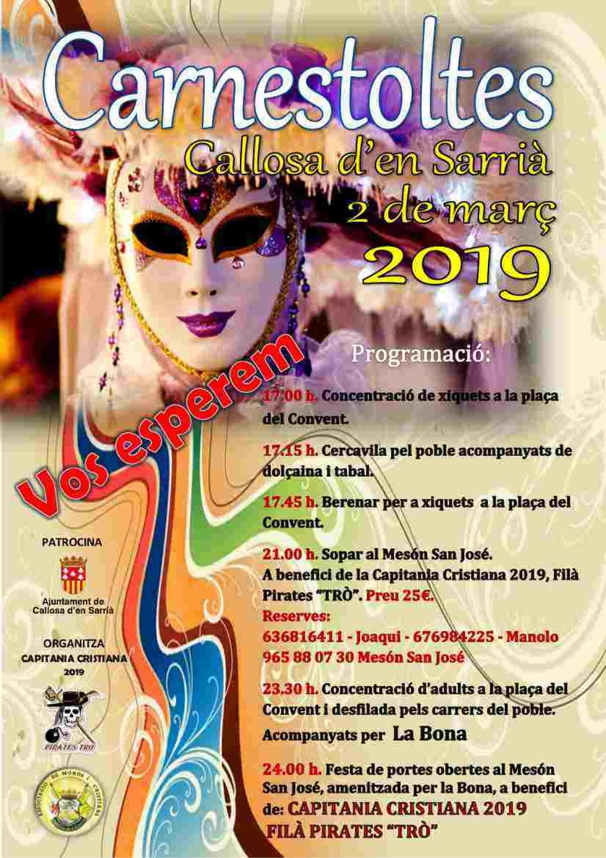 Callosa d’en Sarrià celebrará la fiesta de Carnaval este sábado