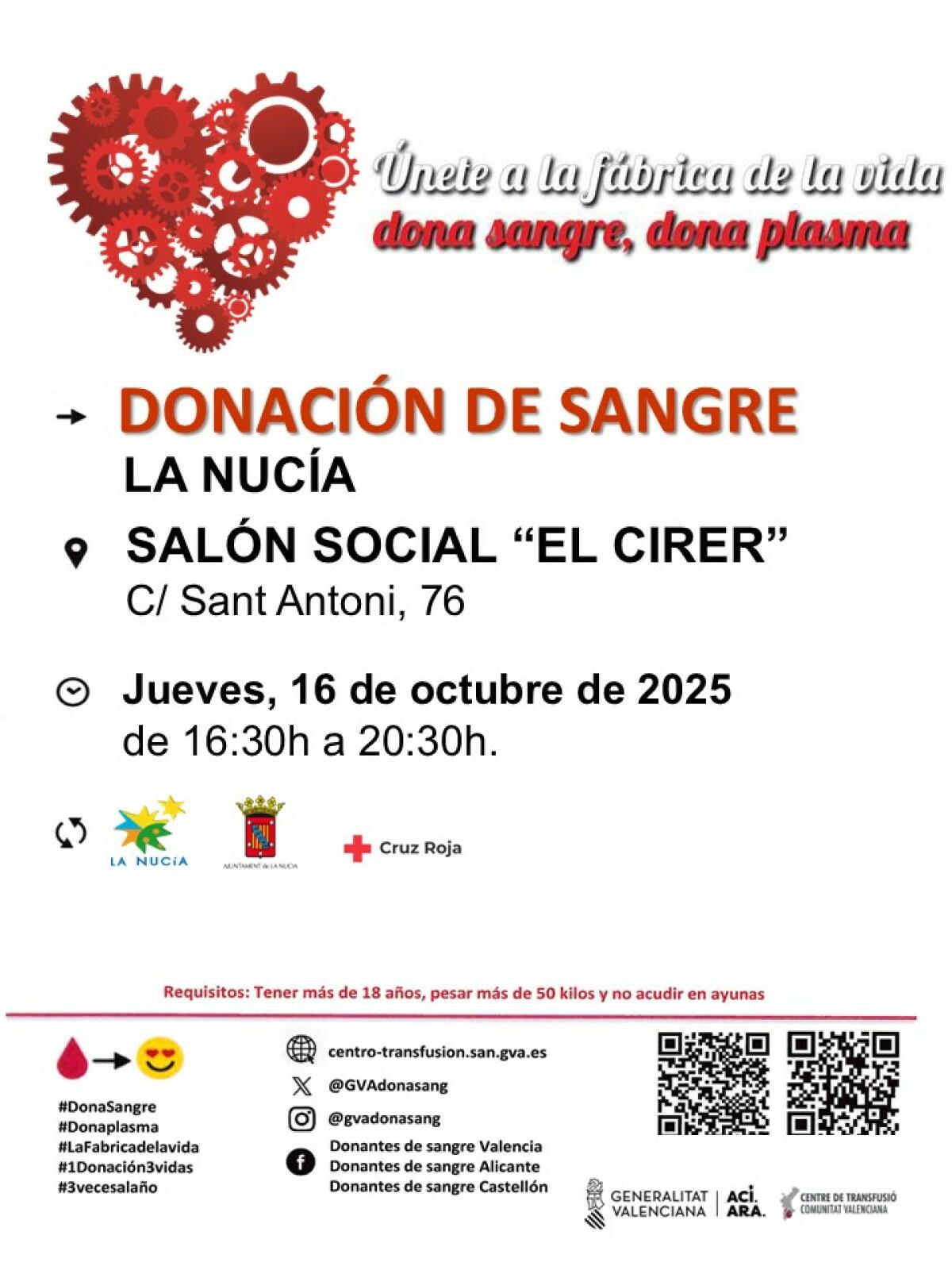 Nueva donación de sangre esta tarde en El Cirer