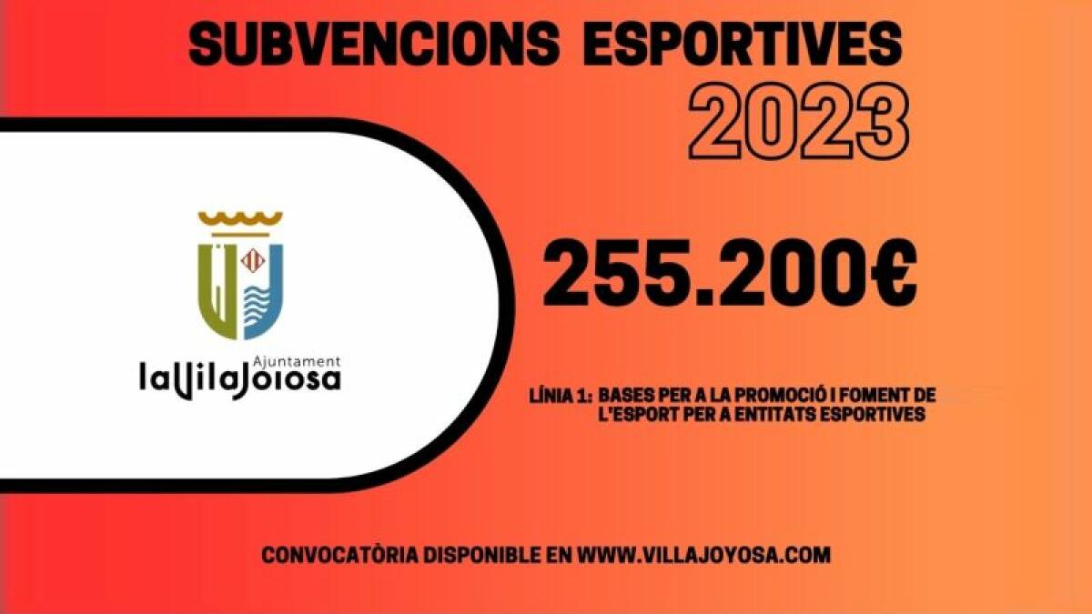 El Ayuntamiento de la Vila Joiosa abre el plazo de solicitudes para la línea 1 de Ayudas económicas 2023 dirigidas a entidades deportivas locales