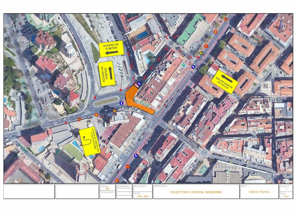 Movilidad reordena el tráfico del entorno de Ricardo Bayona por las obras del nuevo colector de la calle Atocha