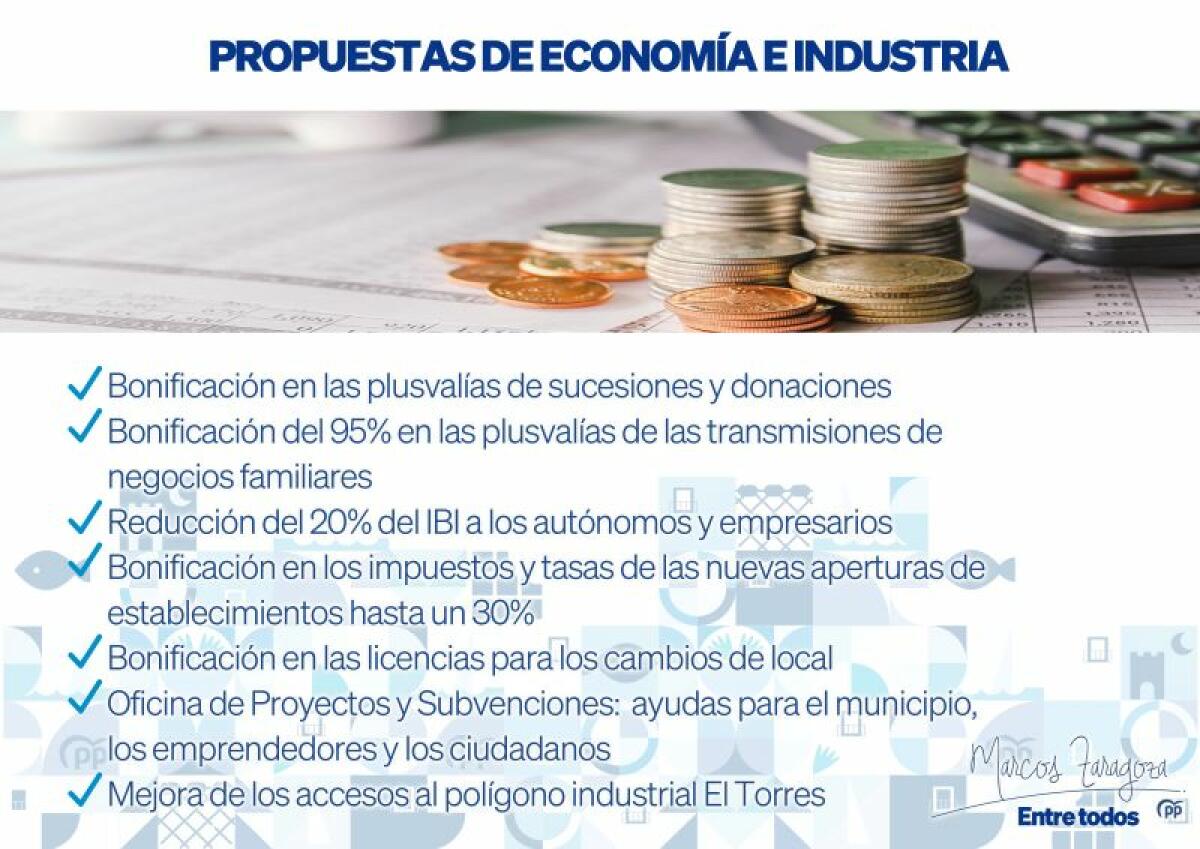 Marcos Zaragoza propone una bonificación en las plusvalías en sucesiones y donaciones, un descuento del 95% en las plusvalías de las trasmisiones de los negocios familiares y una bajada del 20% del IBI a los autónomos.