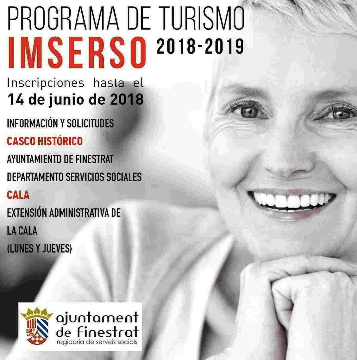 Las personas mayores de Finestrat ya pueden apuntarse al programa del imserso 2018-2019