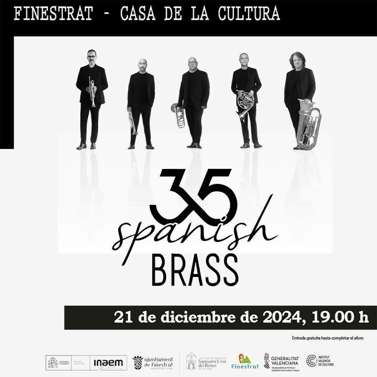 Finestrat recibe este s&aacute;bado 21 de diciembre a la &ldquo;Spanish Brass&rdquo;, Premio Nacional de M&uacute;sica