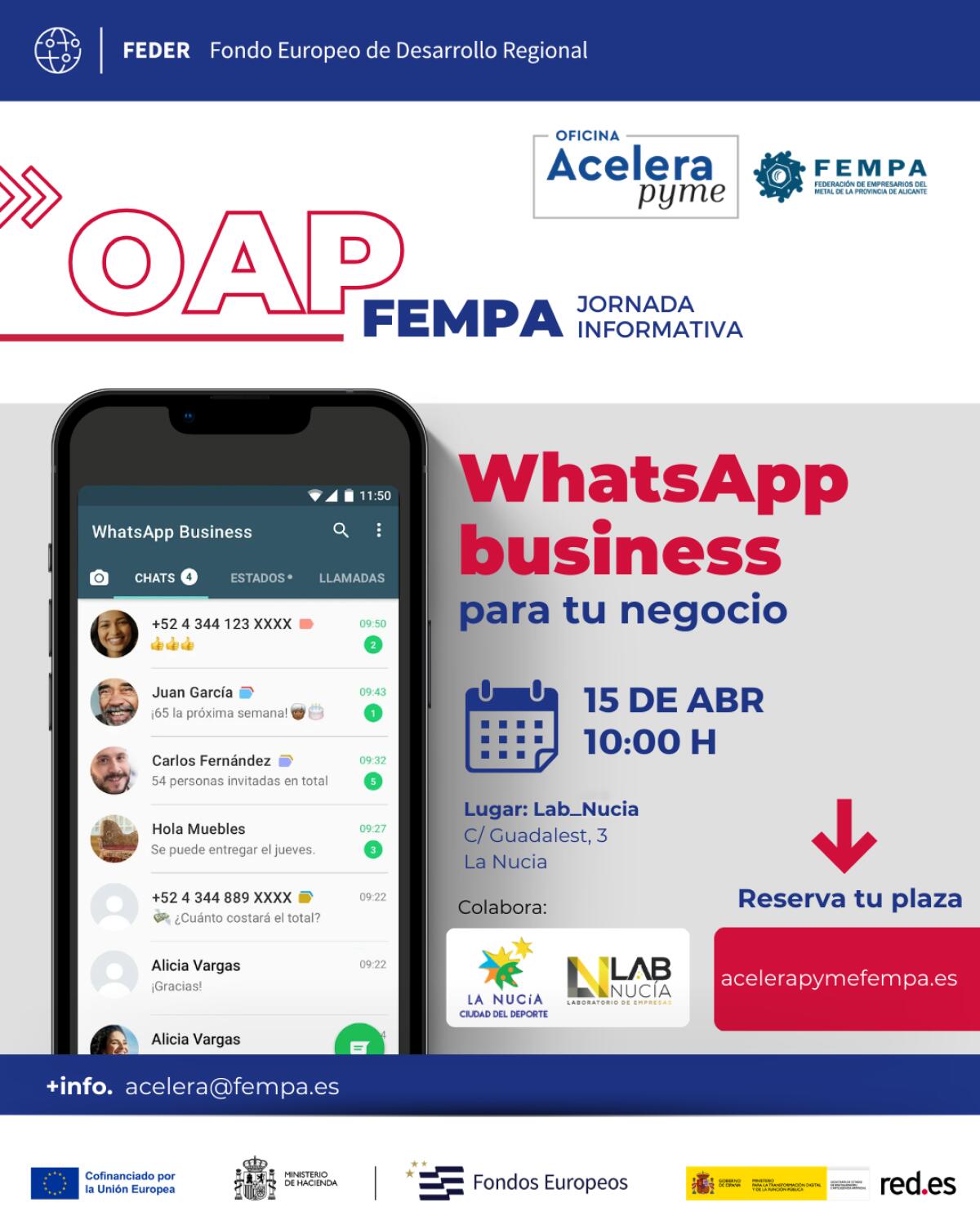 Ma&ntilde;ana curso gratuito &ldquo;Whatsapp Business para tu negocio en Lab_Nucia 