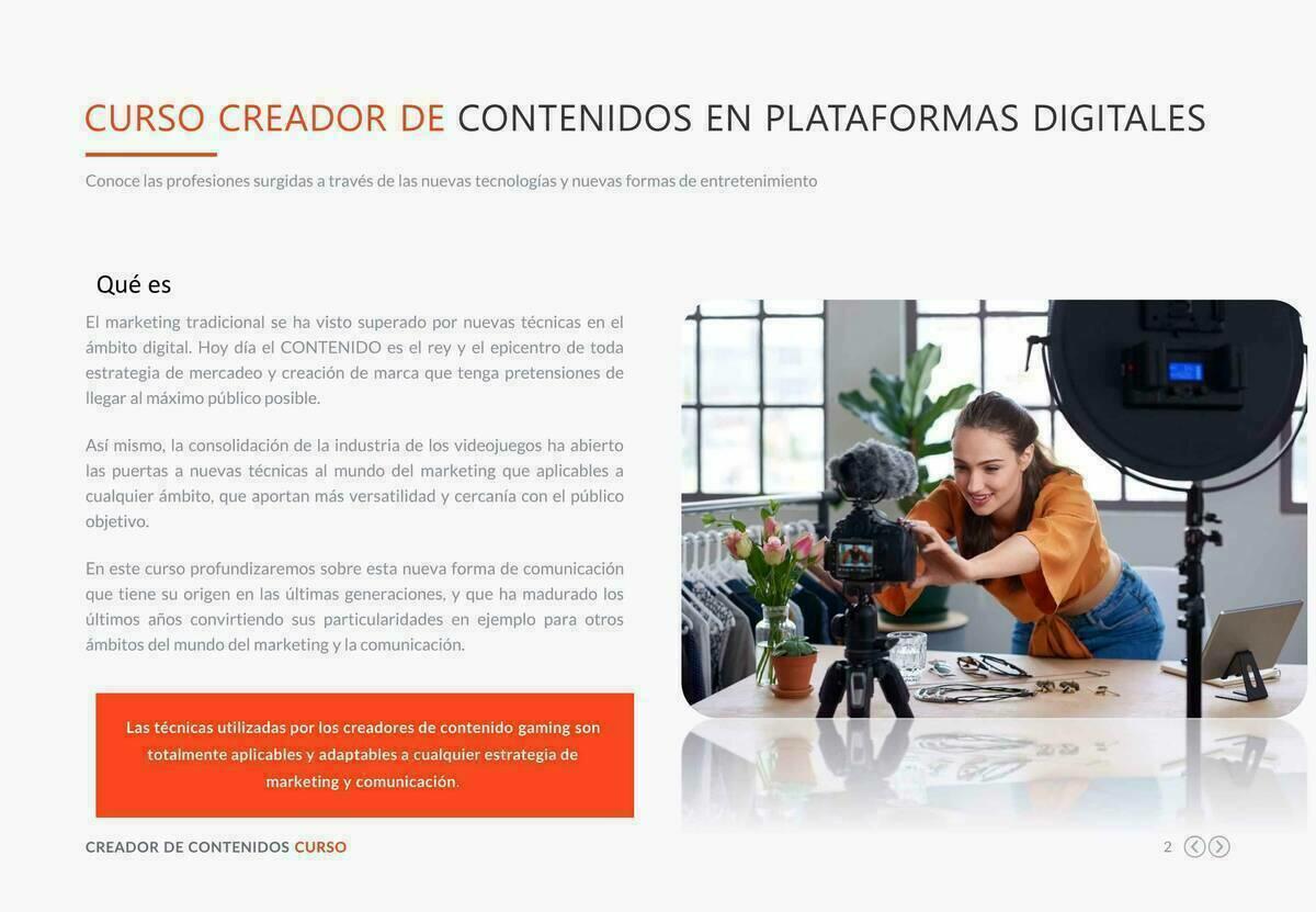 Curso de “Creador de Contenidos” en Plataformas Digitales