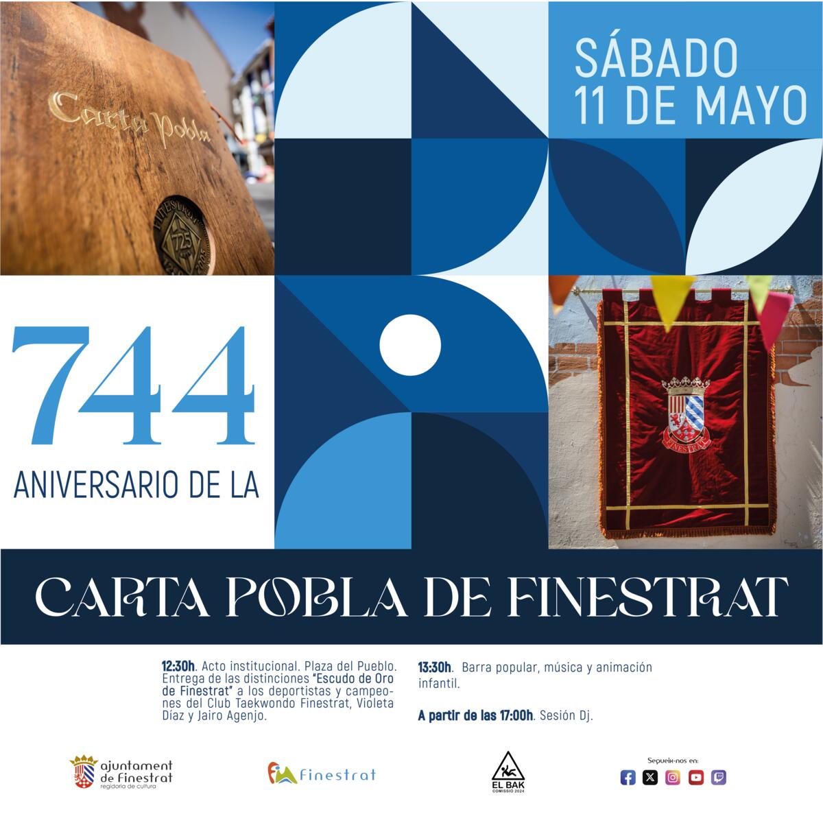 FINESTRAT CELEBRA EL 11 DE MAYO EL 744 ANIVERSARIO DE LA CARTA POBLA