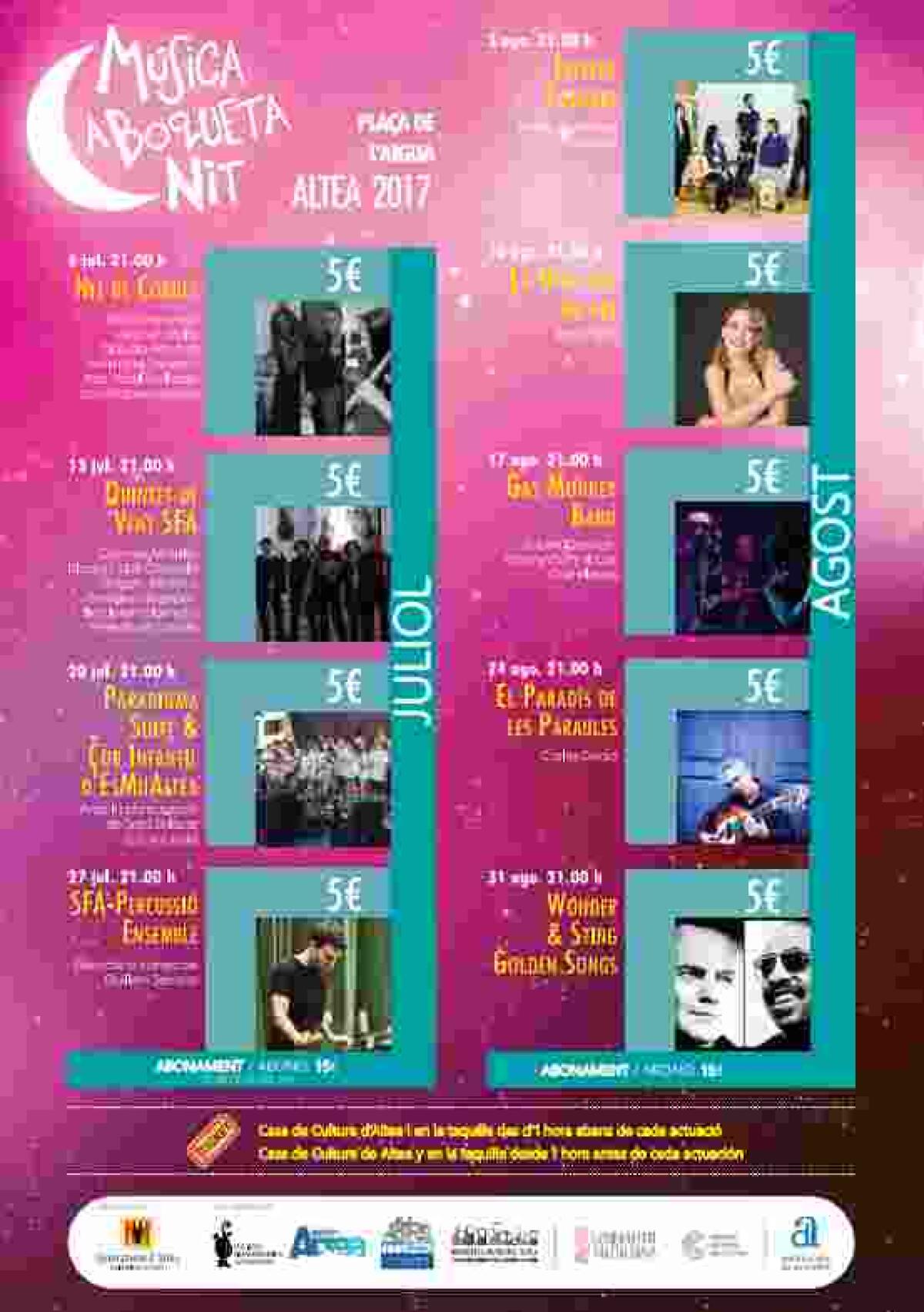 Altea &middot; "M&uacute;sica a Boqueta Nit" presenta su programaci&oacute;n para los meses de julio y agosto
