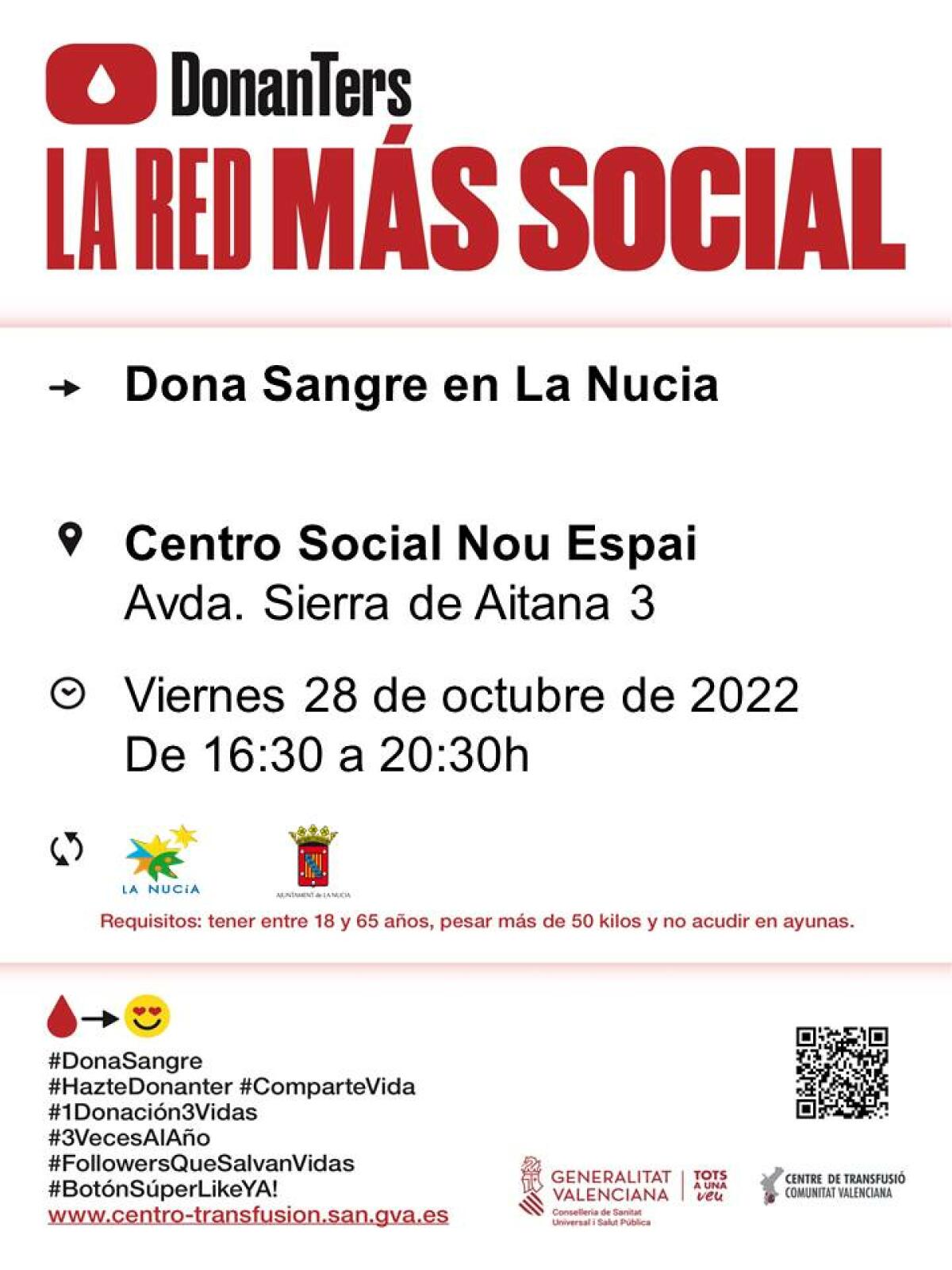 Donación de Sangre en el Centro Social Nou Espai este viernes