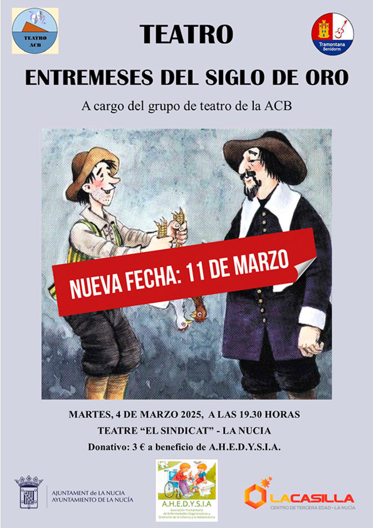 El Teatro benéfico de AHEDYSIA se aplaza al 11 de marzo