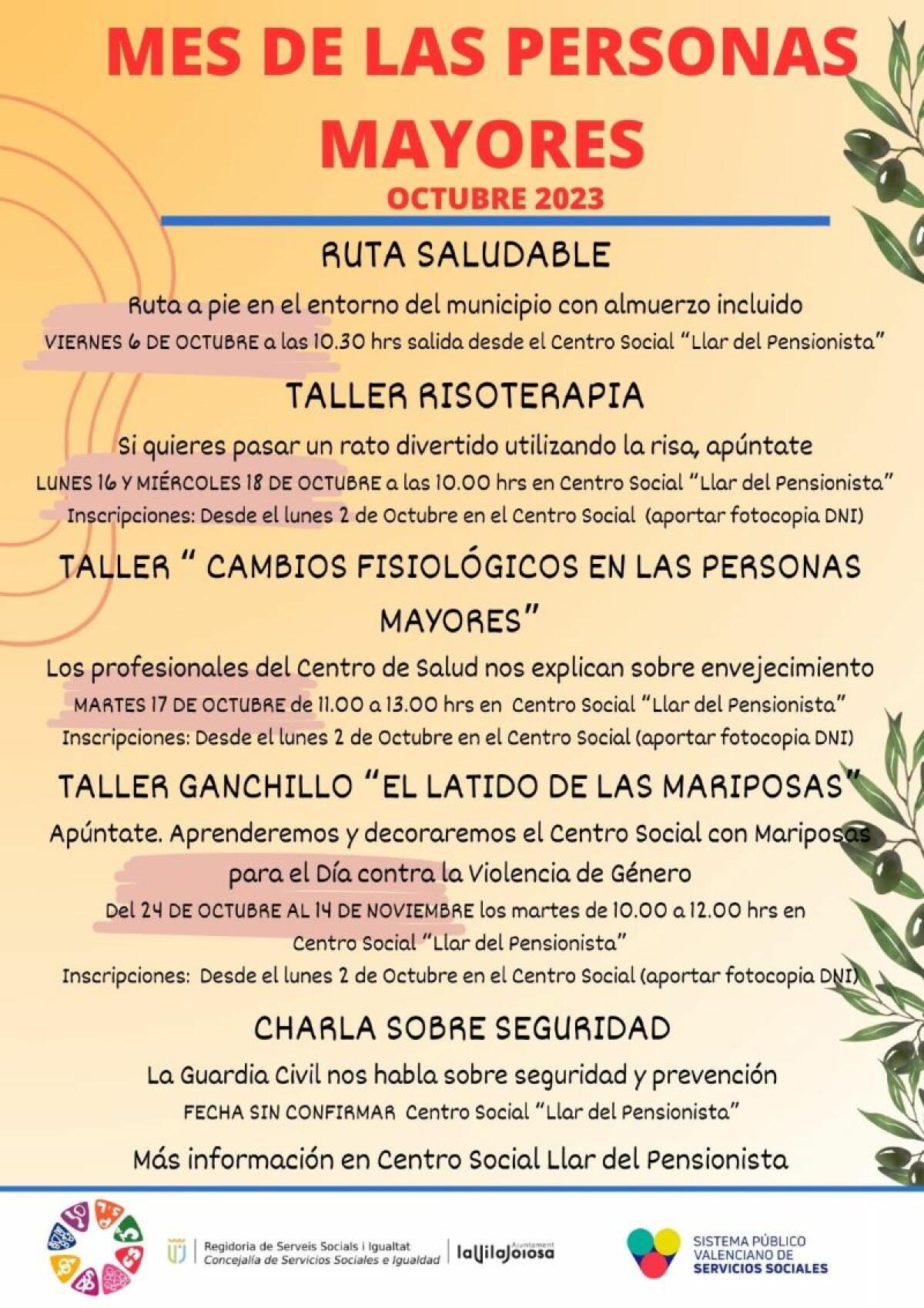 La concejalía de Bienestar Social organiza rutas saludables, talleres y charlas para los mayores para celebrar en octubre el mes de los mayores