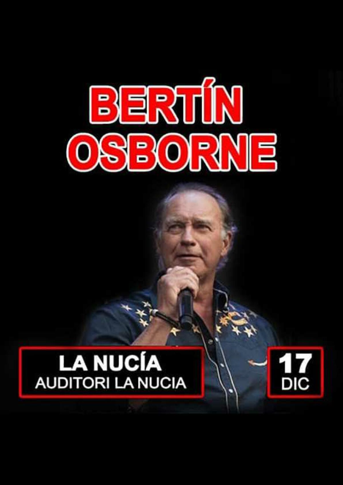 Concierto de Bertín Osborne este sábado en l’Auditori de La Nucía