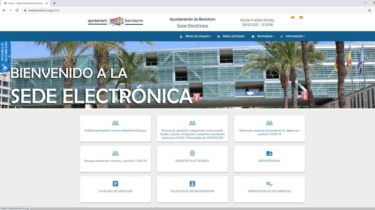 Benidorm incrementó en 2020 un 15% los trámites e-Administración