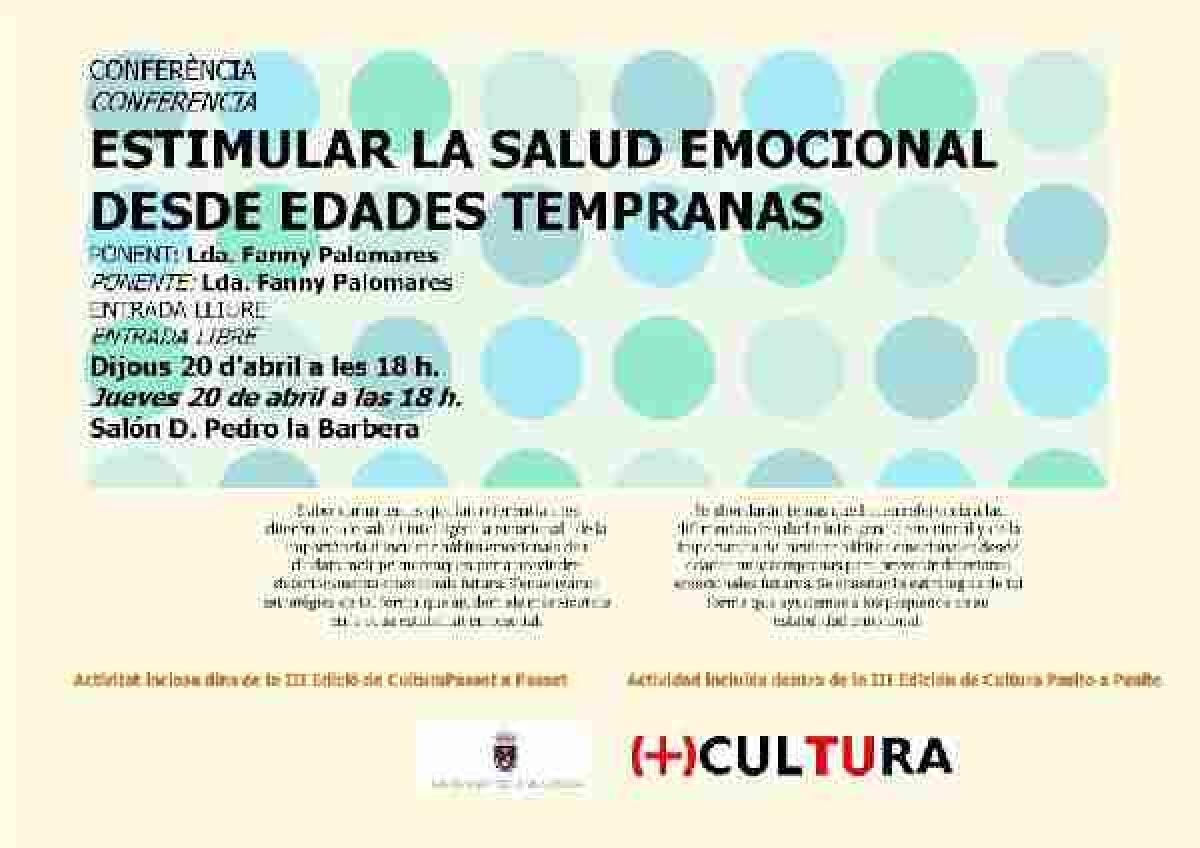 Cultura organiza una conferencia sobre estimulaci&oacute;n emocional en edades tempranas