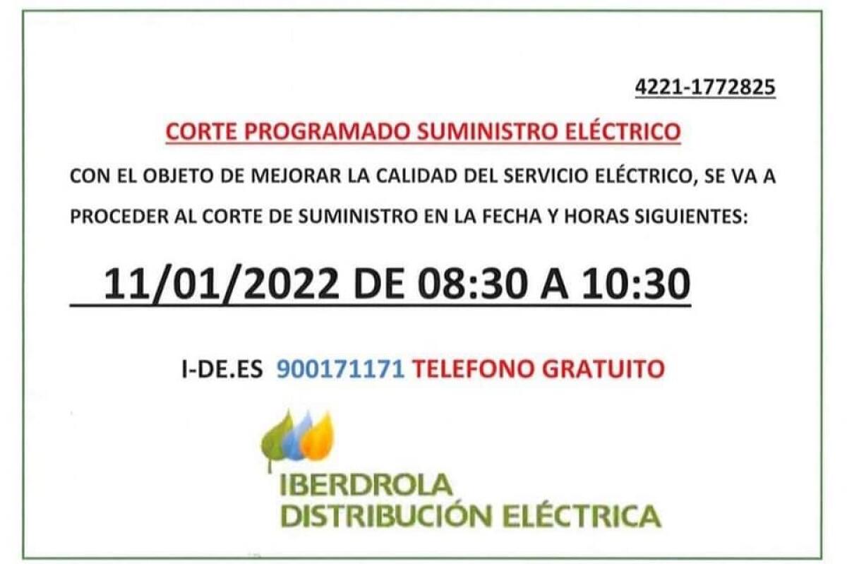 Corte programado de luz mañana en La Nucía