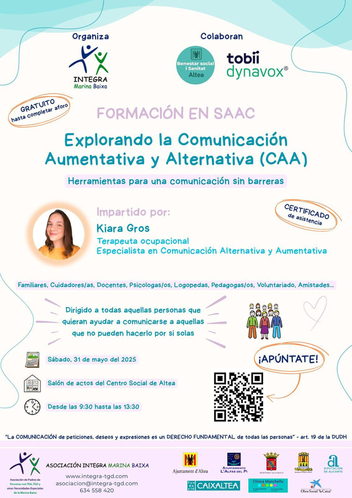 Integra Marina Baixa y la concejalía de Bienestar ponen en marcha una jornada formativa en Comunicación Aumentativa y Alternativa