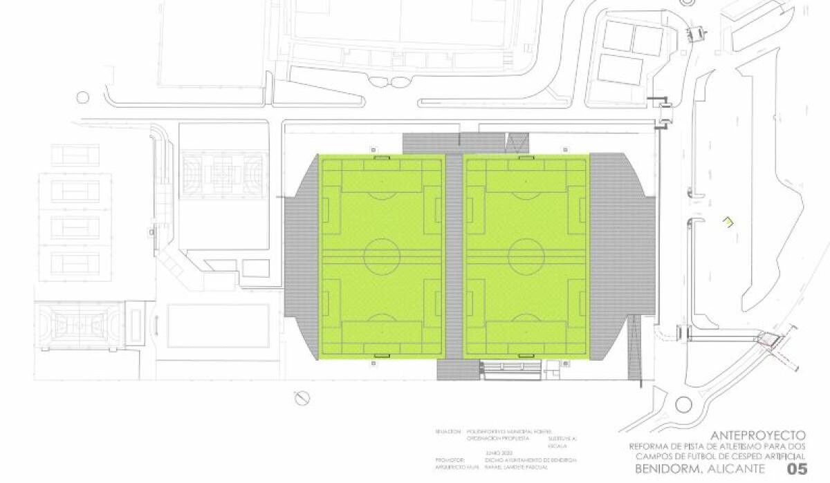 Benidorm adjudica el proyecto y construcción de los dos nuevos campos de fútbol 11 de césped artificial en Foietes