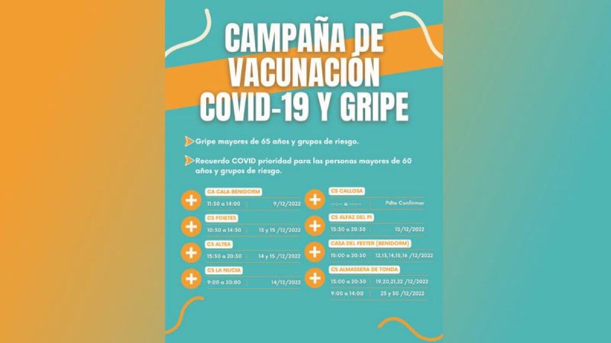 Benidorm abre tres puntos de vacunación para recibir dosis contra la gripe y el Covid 19