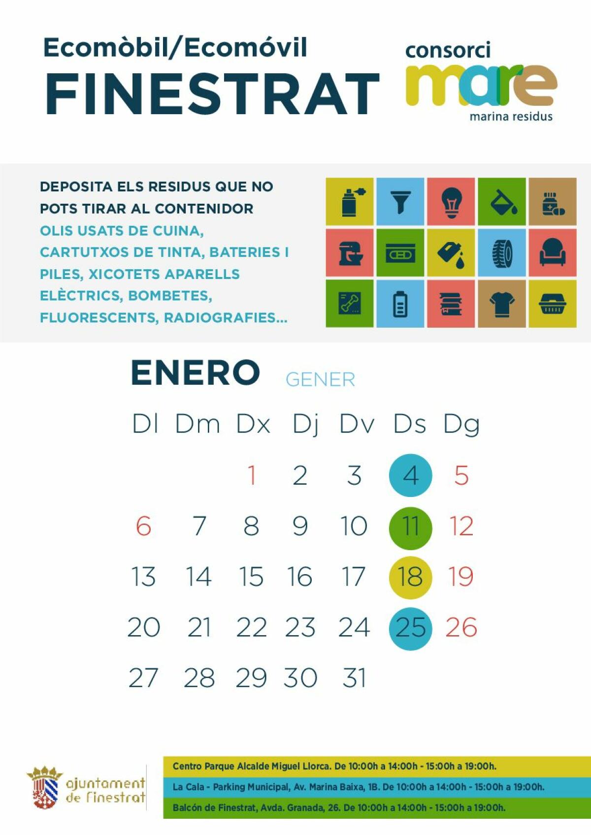 NOVEDADES EN EL ECOPARQUE MÓVIL DE FINESTRAT: CAMBIA A LOS SÁBADOS Y DUPLICA EL HORARIO DE SERVICIO