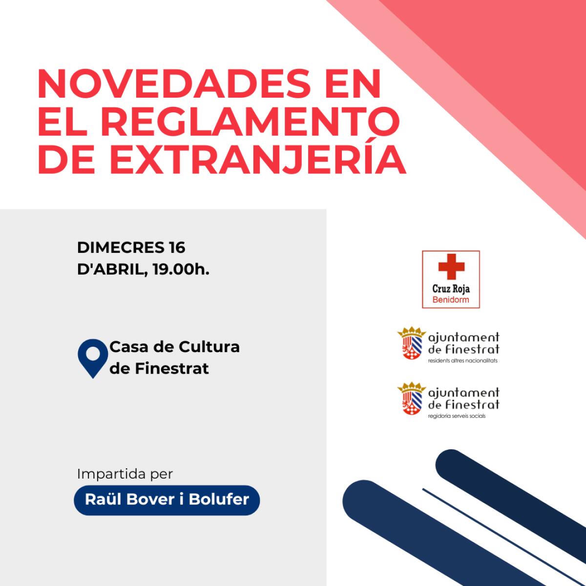 FINESTRAT ABORDA EL PRÓXIMO MIÉRCOLES 16 DE ABRIL LAS NOVEDADES EN EL REGLAMENTO DE EXTRANJERÍA