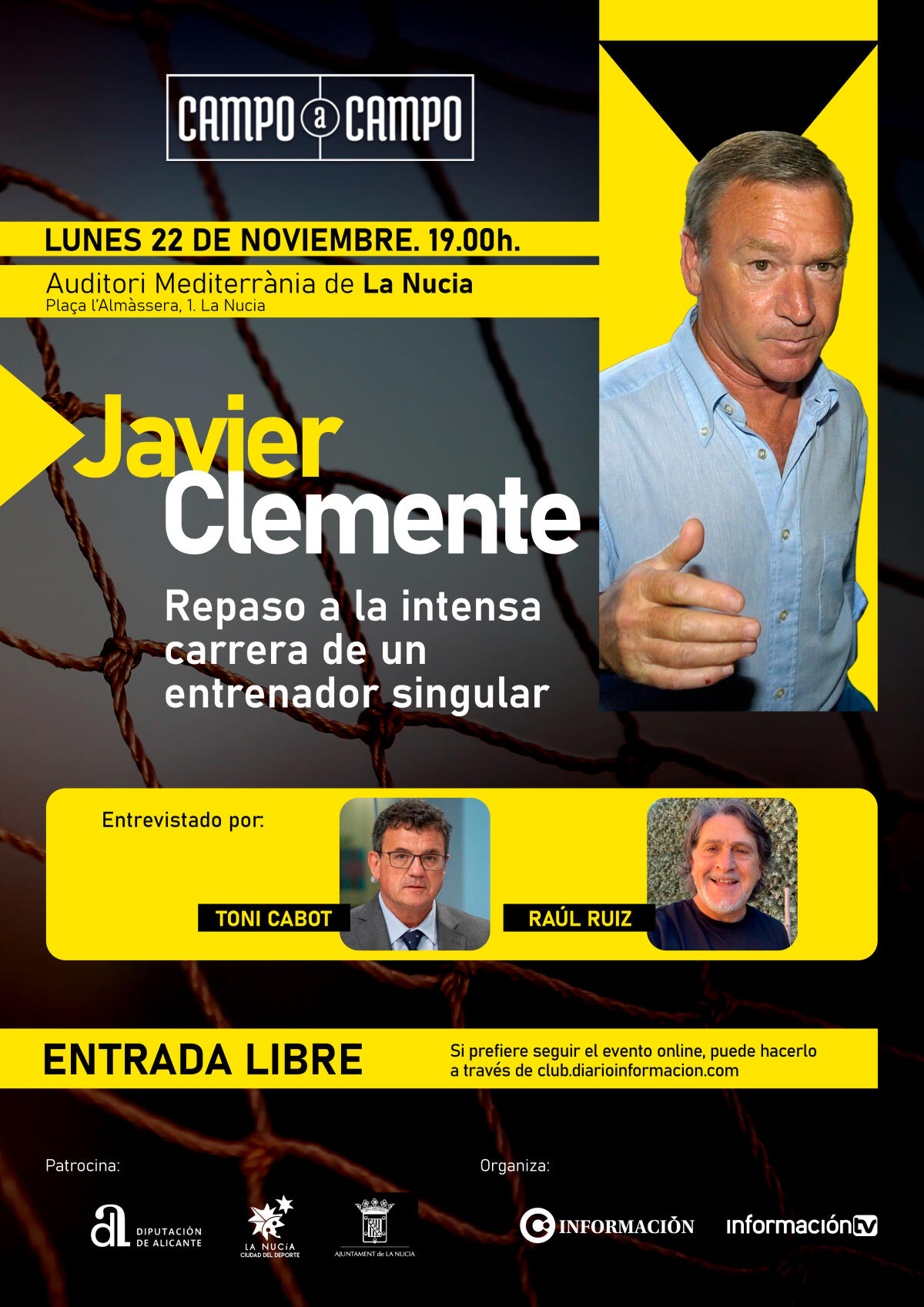 Javier Clemente esta tarde en l’Auditori La Nucía