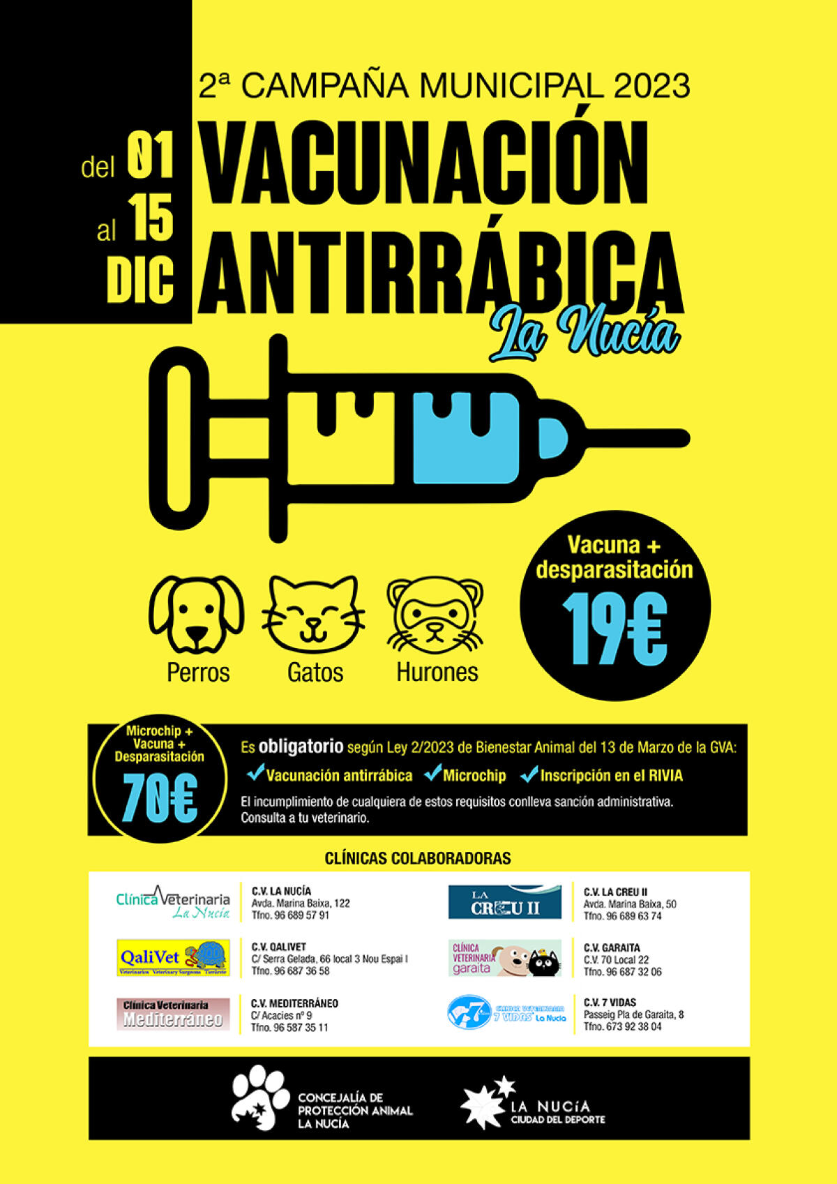 La II Campaña de Vacunación Antirrábica arrancará el 1 de diciembre