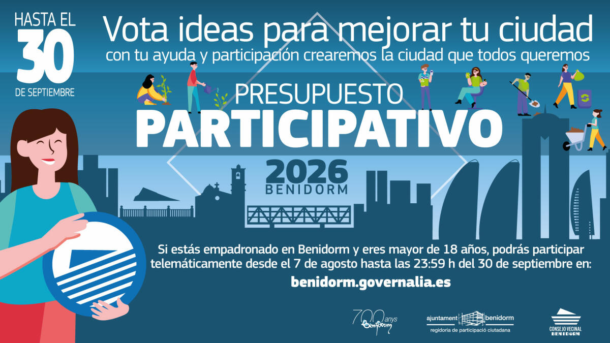 Benidorm abre hoy el plazo para votar las propuestas presentadas al Presupuesto Participativo de 2026