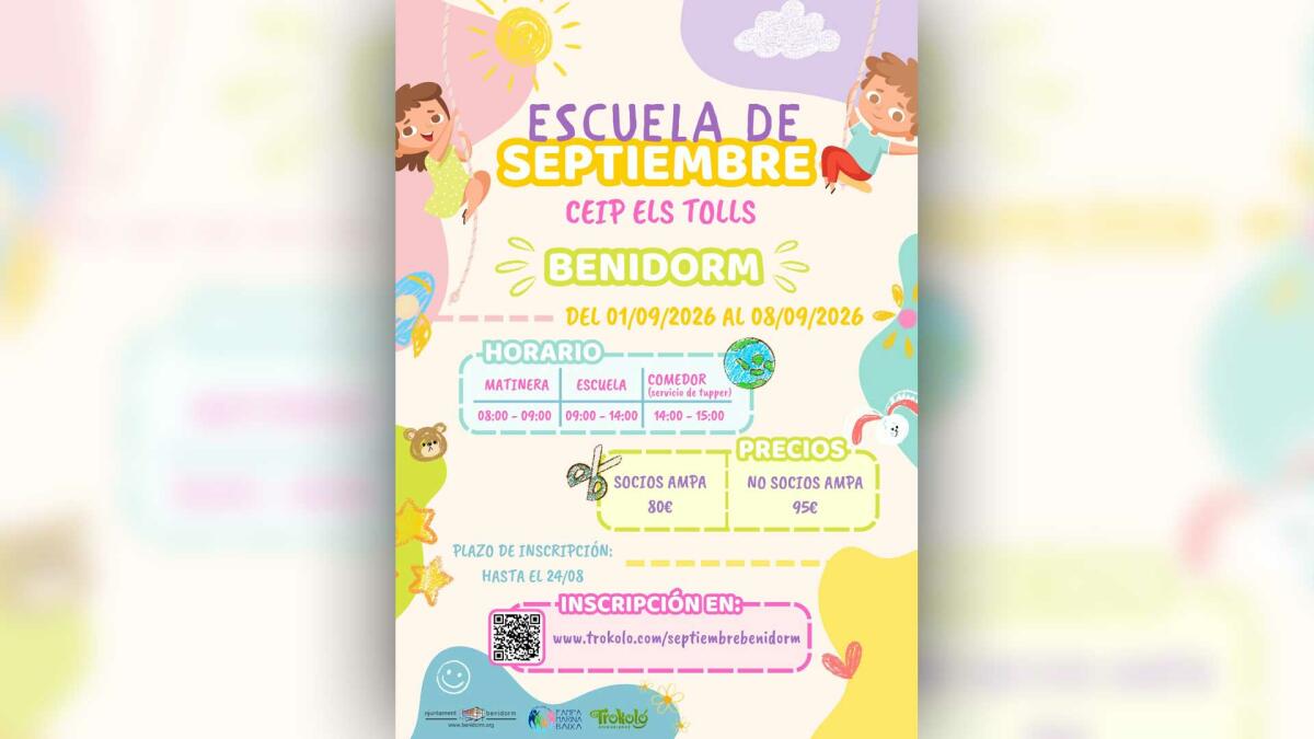 Benidorm ampl&iacute;a otro a&ntilde;o m&aacute;s la &lsquo;Escuela de Septiembre&rsquo; para facilitar a las familias