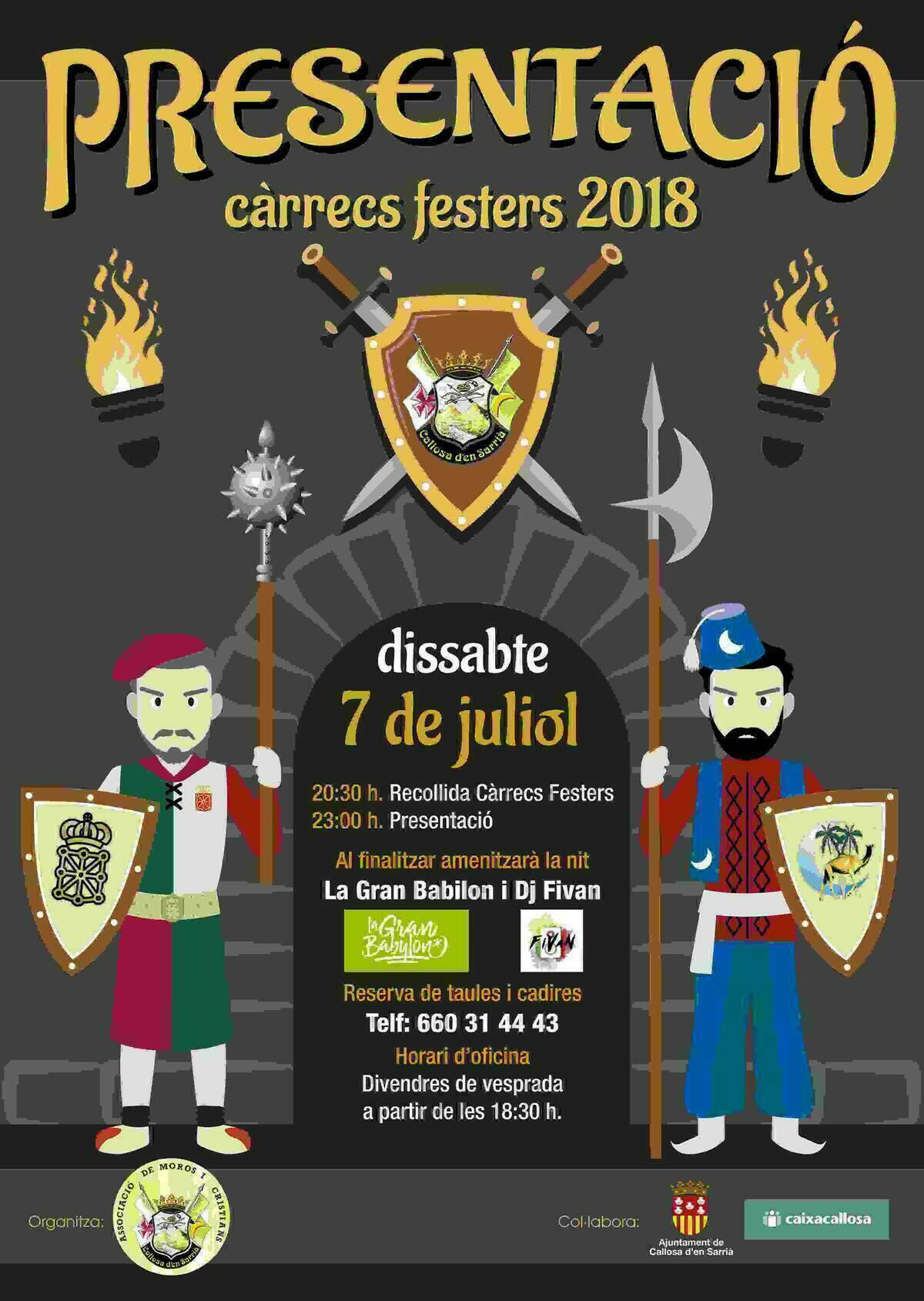 Callosa d’en Sarrià presenta mañana a los cargos de las fiestas de Moros y Cristianos 2018