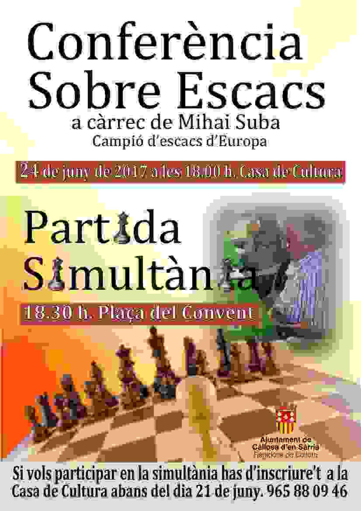 Lecci&oacute;n magistral del ajedrecista rumano Mihai Suba en Callosa d&rsquo;en Sarri&agrave; 