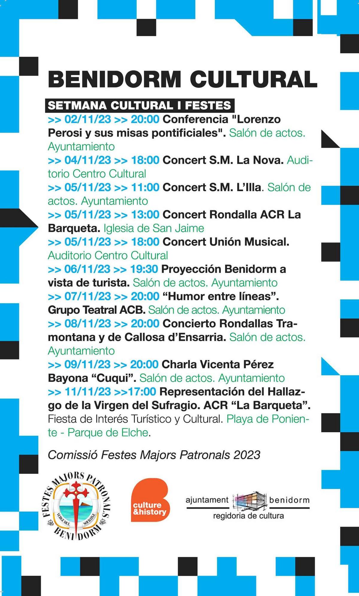 Agenda de cultura gratuita comarcal del 6 al 12 de noviembre