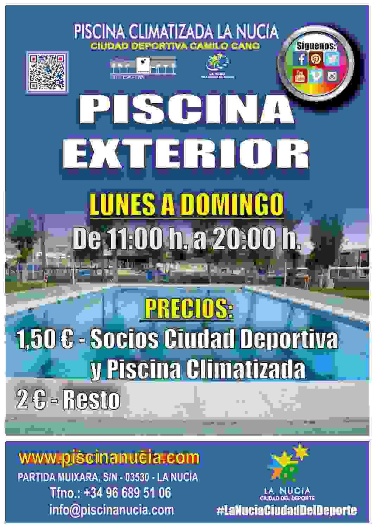 La Piscina al aire libre abre sus puertas de lunes a domingo.