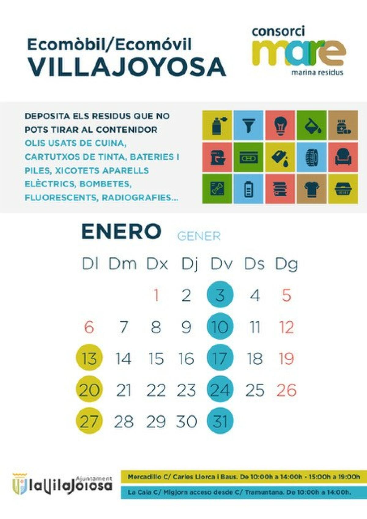 Se amplía el horario y se modifican los días del servicio de ecoparque móvil en Villajoyosa