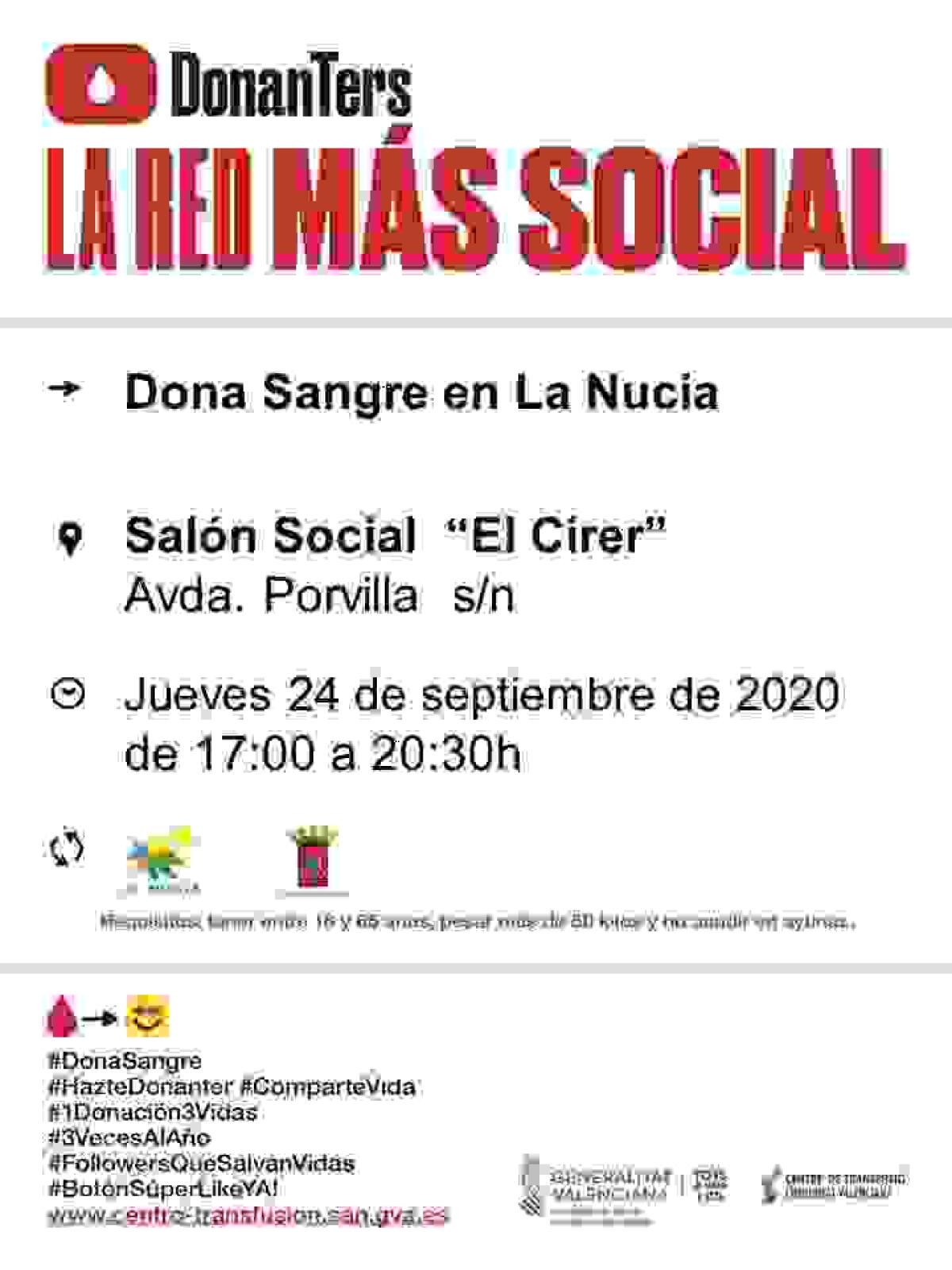 El pr&oacute;ximo jueves donaci&oacute;n de sangre en El Cirer