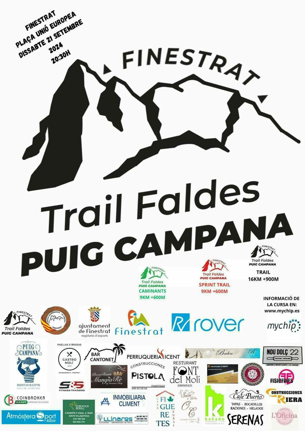 ABIERTAS INSCRIPCIONES PARA LA  “TRAIL NOCTURNA FALDES DEL PUIG CAMPANA” QUE SE DISPUTA EL 21 DE SEPTIEMBRE EN FINESTRAT