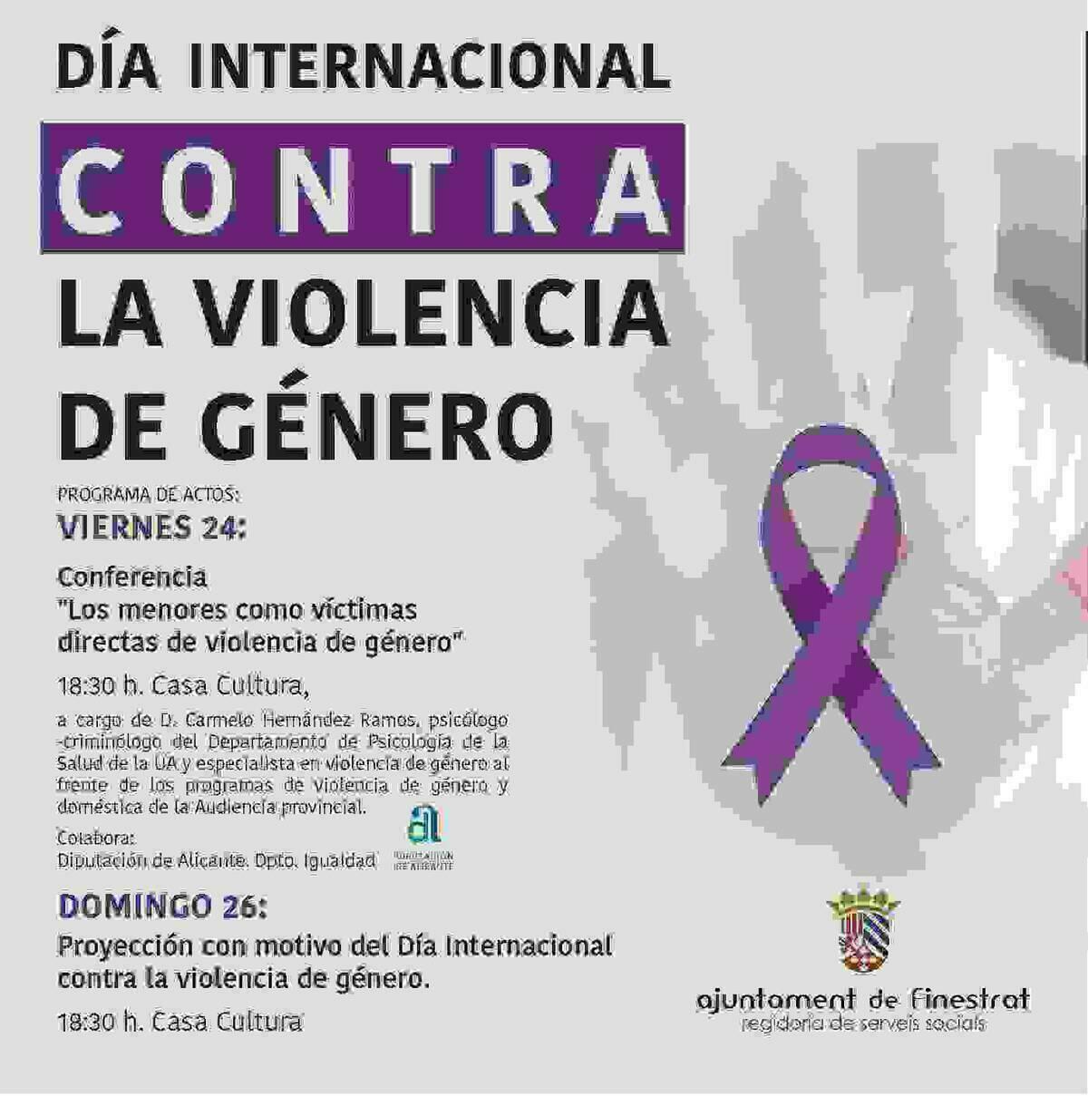 Programa de actos contra la violencia de g&eacute;nero en Finestrat