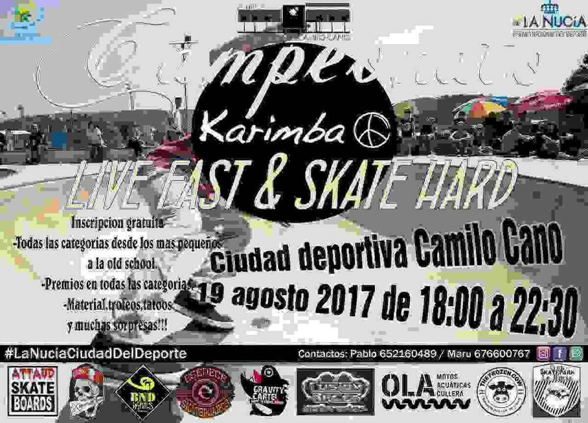 La Nucía acoge el I Campeonato de Skate Karimba en la Ciutat Esportiva Camilo Cano